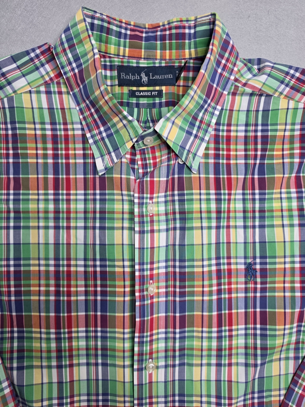 Ralph Lauren Men's Multicolor Plaid Button-Down Shirt with Green & Blue XXL